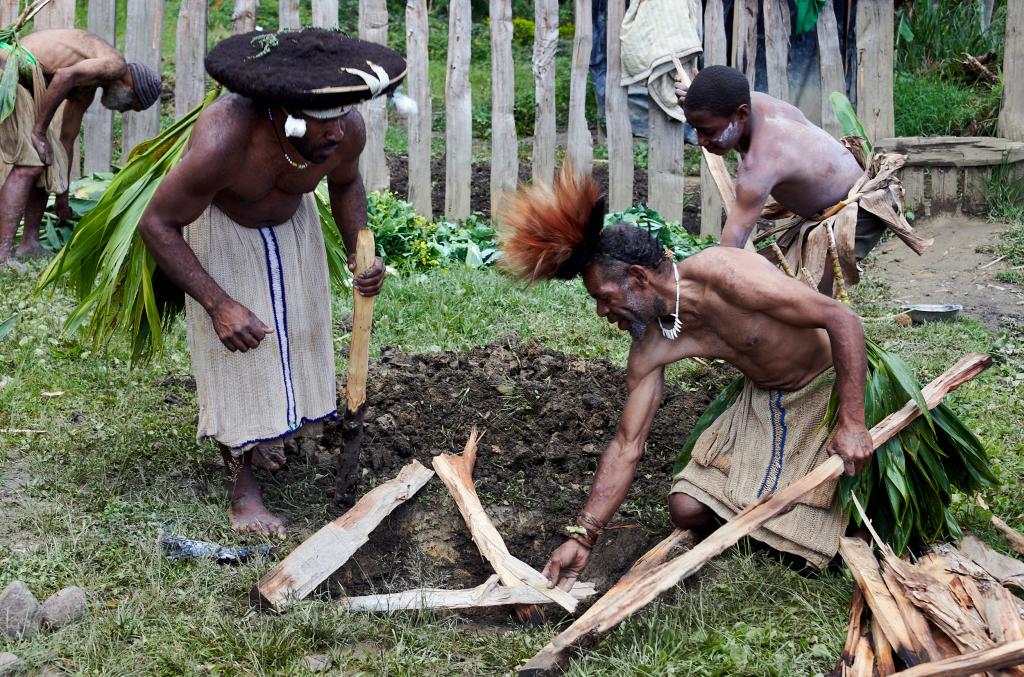 Préparation d'un mu-mu, province d'Enga [Papouasie Nouvelle Guinée] - 2024