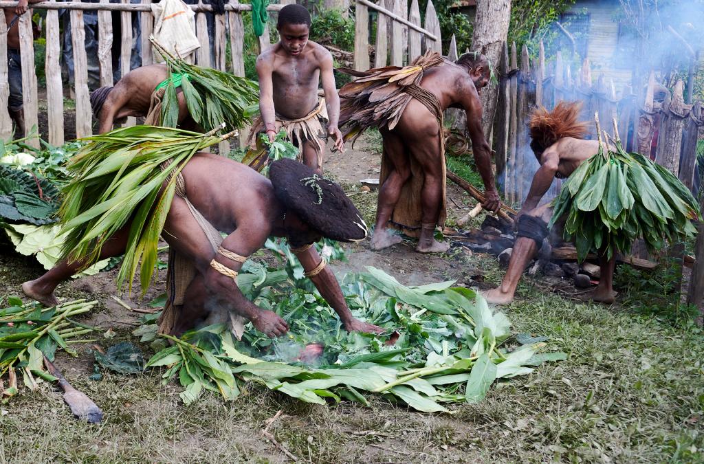 Préparation d'un mu-mu, province d'Enga [Papouasie Nouvelle Guinée] - 2024